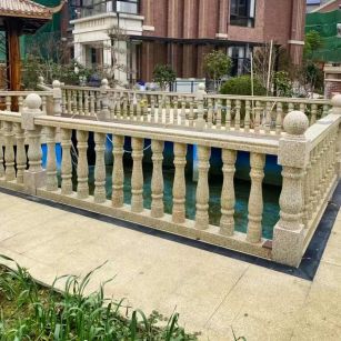 朝阳黄金麻花岗岩石材栏杆，扶手，将军柱，花瓶柱