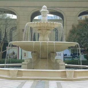 朝阳 黄金麻花岗岩异型加工——户外庭院石雕流水喷泉