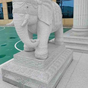 朝阳 白麻花岗岩动物异形石雕-大象