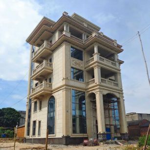 朝阳 黄金麻花岗岩石材别墅外墙干挂搭配（雕花栏杆花瓶柱门楼罗马柱）