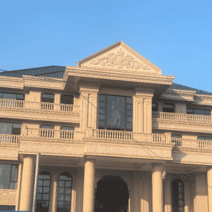 朝阳黄金麻别墅外墙干挂石材效果示例