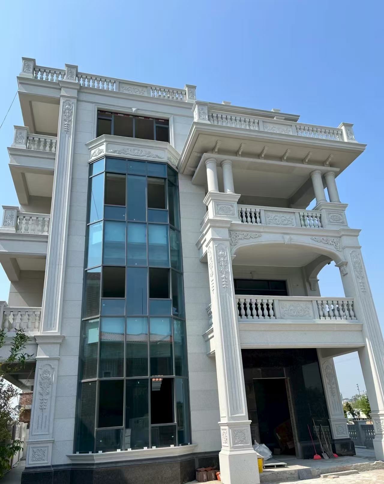 朝阳 白麻花岗岩别墅外墙干挂效果展示