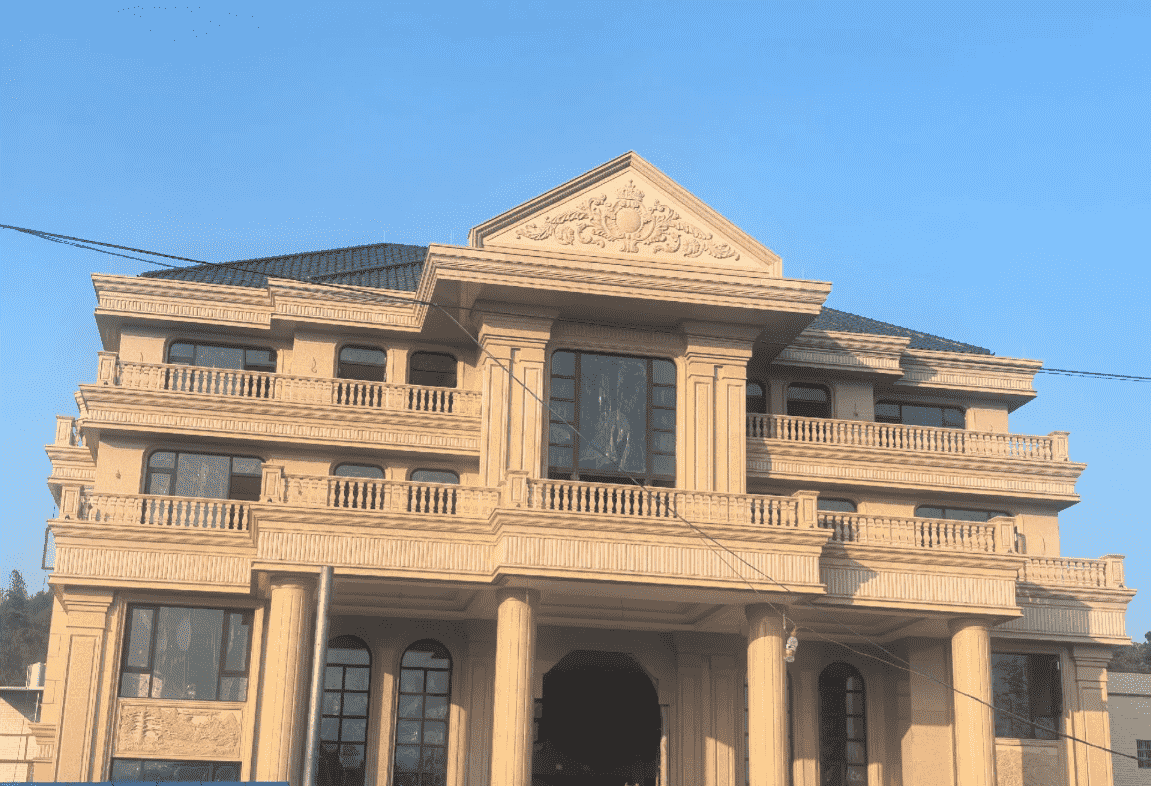 朝阳黄金麻别墅外墙干挂石材效果示例