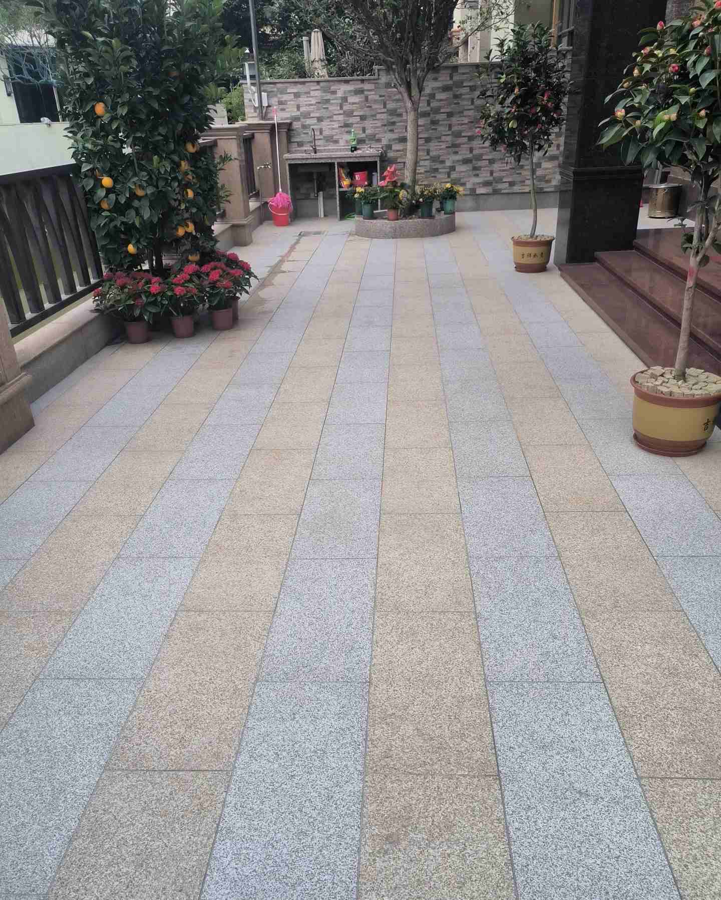 朝阳 黄金麻白麻荔枝面庭院铺装展示