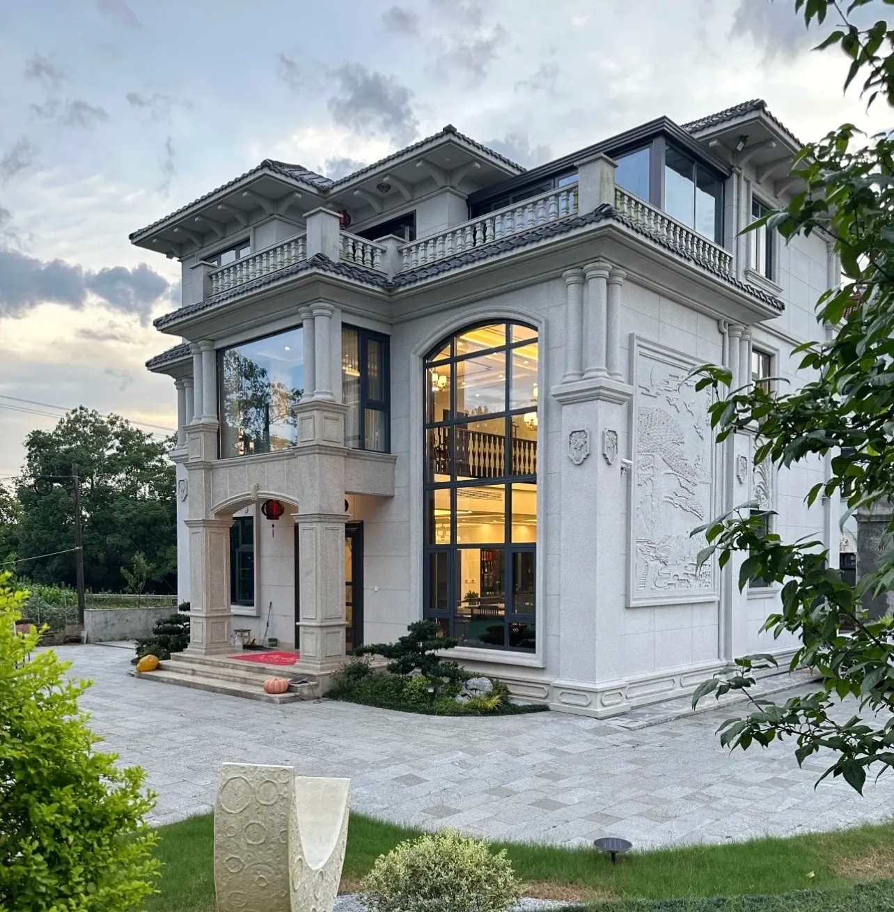 朝阳 白麻花岗岩私人别墅干挂石材豪华定制